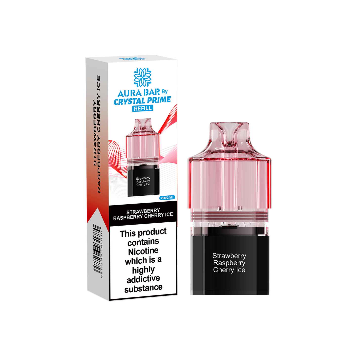 Crystal Prime 10000 Pods - Strawberry Raspberry Cherry Ice